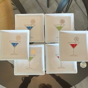 Crate&Barrel Jack Frost Martini Appetizer Square Plates 6X6 Ceramic